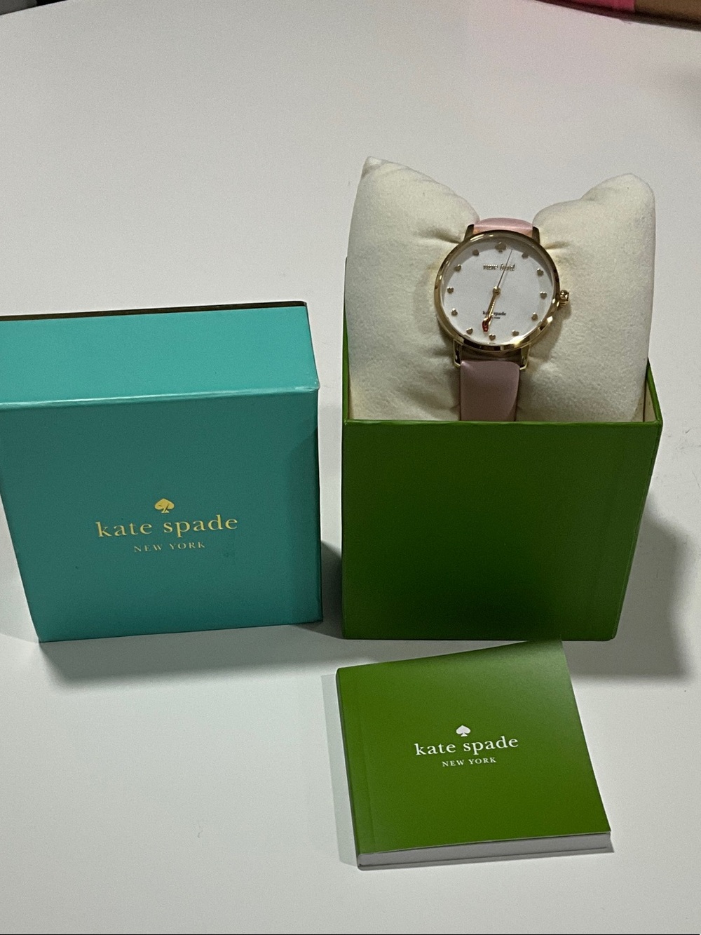 kate spade Pink Leather Strap Gold-Tone Dial Watch